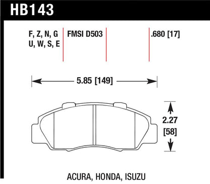 Hawk 1997-1997 Acura CL 3.0 HPS 5.0 Front Brake Pads