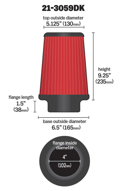 AEM Induction AEM 4 inch x 9 inch x 1 inch Dryflow Element Filter Replacement 21-3059DK