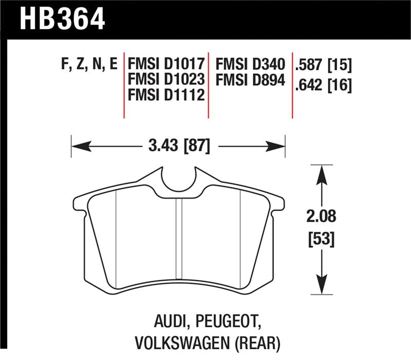 Hawk 2010-2013 Audi A3 TDI HPS 5.0 Rear Brake Pads