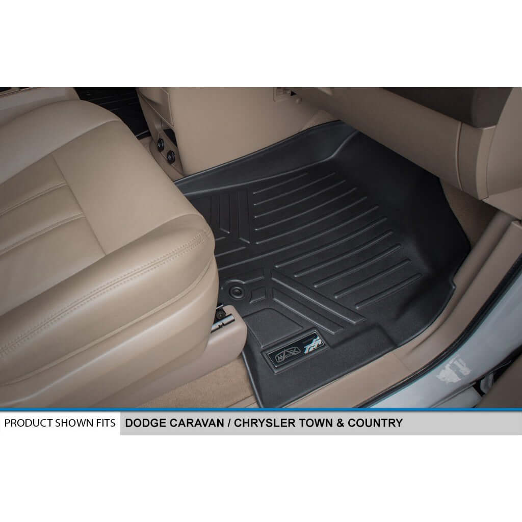 2008-2012 Dodge Grand Caravan Floor Liners | 2nd Row Stow'n Go Bucket Seats, With Super Console | SMARTLINER