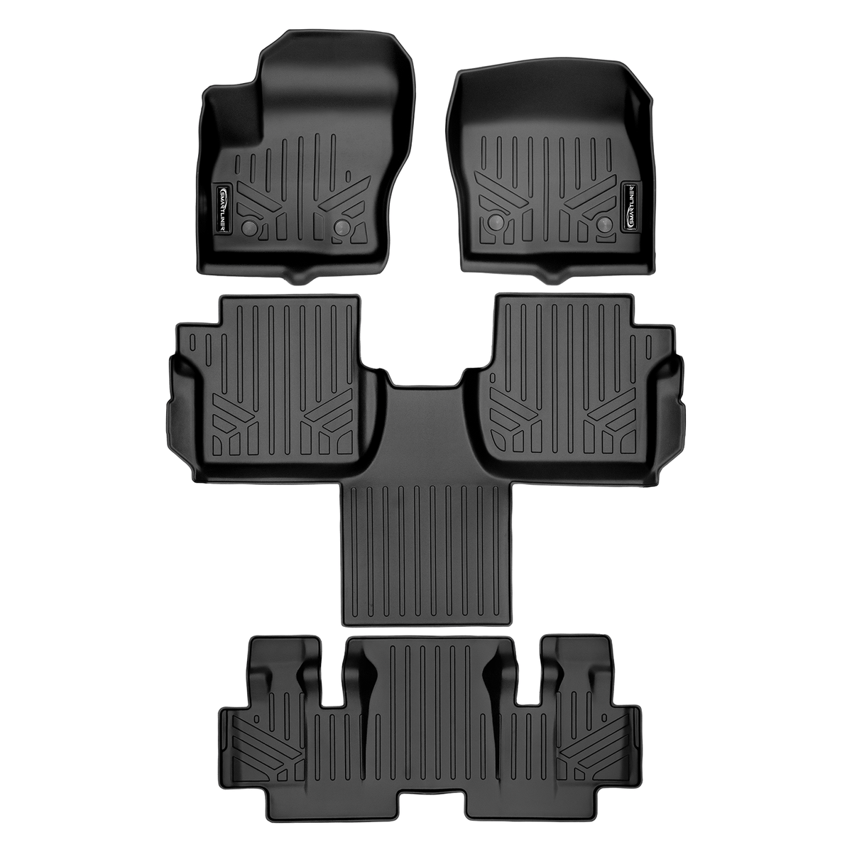 2018-2020 Ford Transit Connect Floor Liners|Long Wheel Base, Passenger Van Models (Wagon / LWB W/Secondary Footrest For 2nd row Bucket)|SMARTLINER