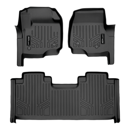 2017-2026 Ford F-250 Floor Liners|1st Row bucket seats /1st Row Not Over the hump coverage / With 2nd row Under-Seat Storage|SMARTLINER