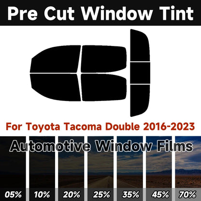 Precut Window Tint Kit for Toyota Tacoma Double Cab (2016–2023) | UV Block & Privacy Film