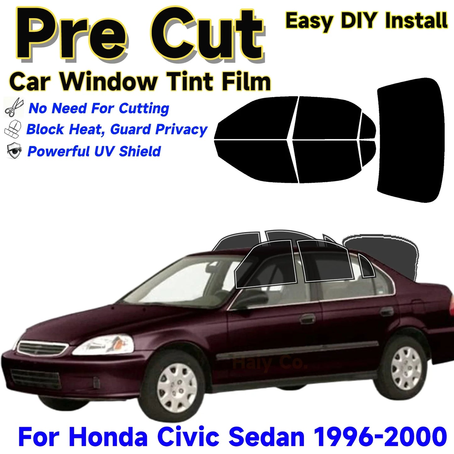 Precut Window Tint Kit for Honda Civic Sedan (1996–2000) | UV Block & Privacy Film