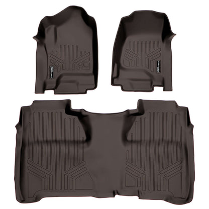 2014-2018 GMC Sierra 1500 Floor Liners|Crew Cab Models (Provides over-the-hump coverage. Only fits carpet models. Fits bench seat models. 2nd row full coverage. Not 4x4 Shifters - No E-Assist Models)|SMARTLINER
