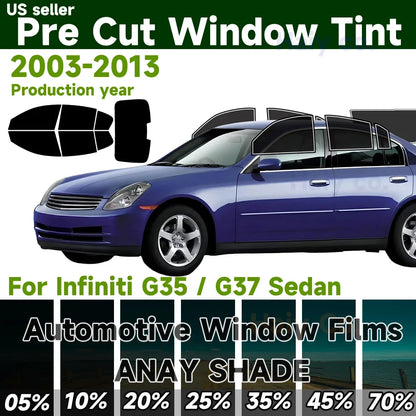Precut Window Tint Kit for Infiniti G35 & G37 Sedan (2003–2013) | UV Block & Privacy Film