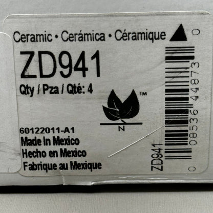 WAGNER QS QuickStop Ceramic Disc Brake Pad Set 5 1/2" x 2" Black ZD941