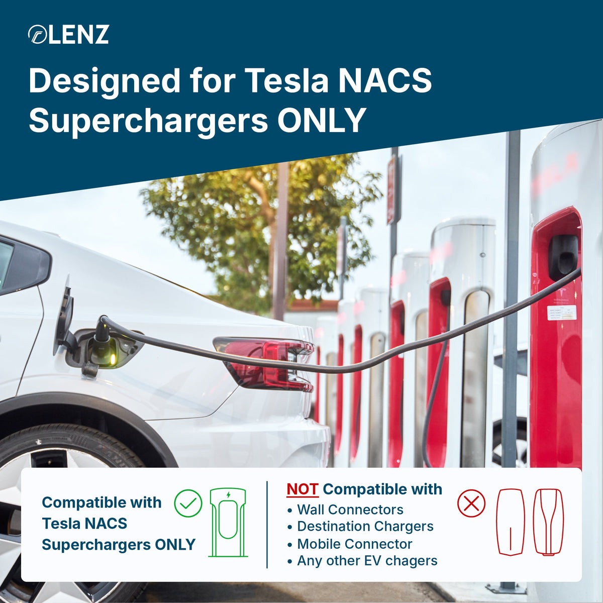 LENZ NACS Supercharger to CCS Adapter, Charge non-Tesla EV at Supercharger stations UL 2252 Compliant SGS Listed (Collective)