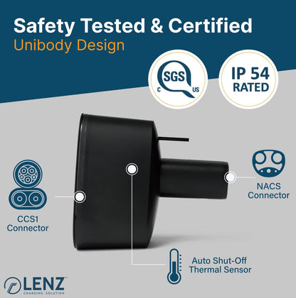 LENZ CCS1 to NACS Port (Tesla) Charging Adapter