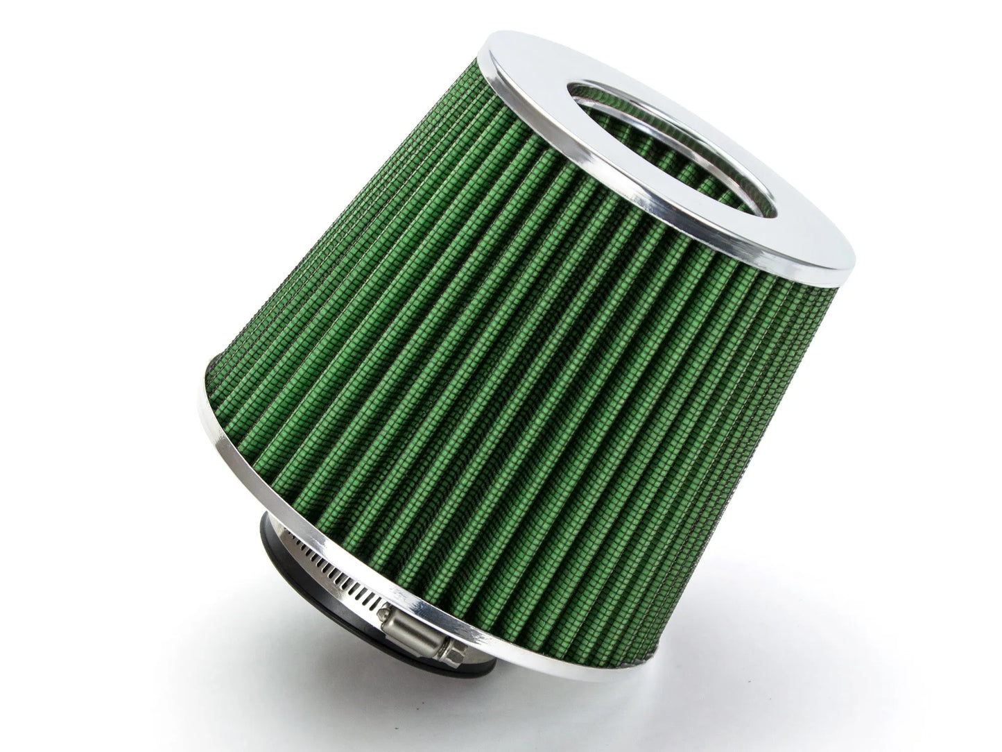 3.5" Inch (89mm) Universal Clamp-On Air Filter – Dry Washable Cone Intake Replacement | Rtunes Racing | GREEN AF35GN