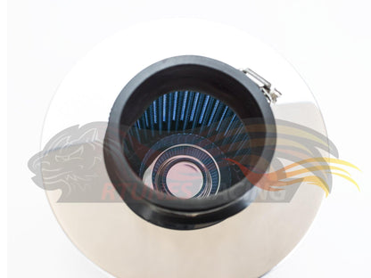 3” Inch (76mm) Universal Clamp-On Air Filter – Dry Washable Cone Intake Replacement | Rtunes Racing | BLUE AF3B