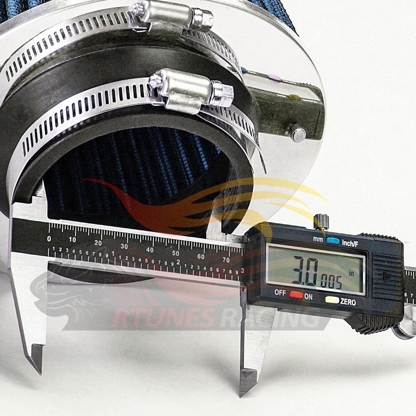3” Inch (76mm) Universal Clamp-On Air Filter – Dry Washable Cone Intake Replacement | Rtunes Racing | BLUE AF3B