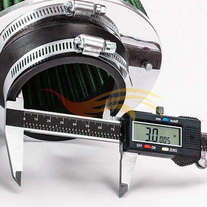3” Inch (76mm) Universal Clamp-On Air Filter – Dry Washable Cone Intake Replacement | Rtunes Racing | GREEN AF3GN