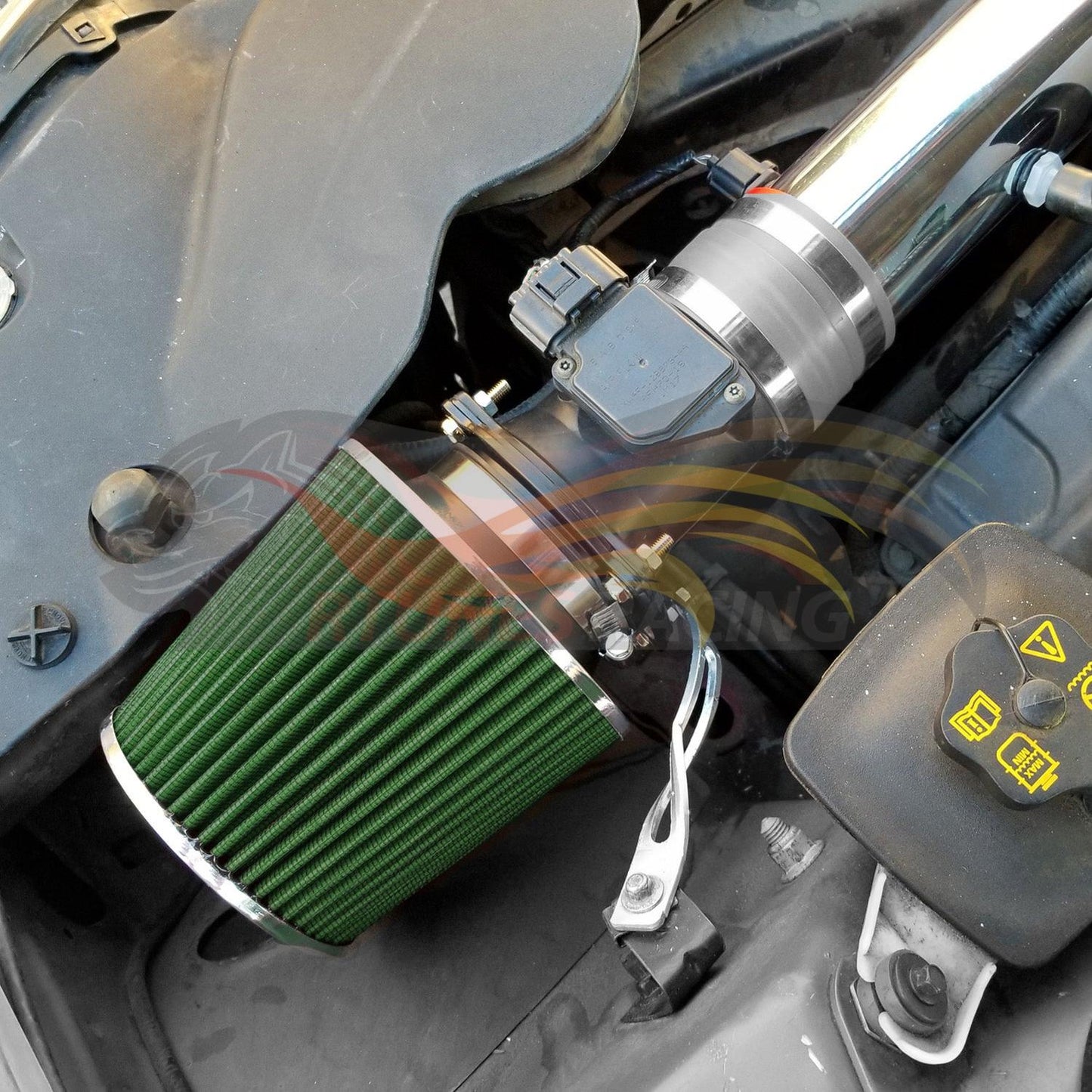 3.5" Inch (89mm) Universal Clamp-On Air Filter – Dry Washable Cone Intake Replacement | Rtunes Racing | GREEN AF35GN