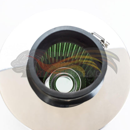 3.5" Inch (89mm) Universal Clamp-On Air Filter – Dry Washable Cone Intake Replacement | Rtunes Racing | GREEN AF35GN