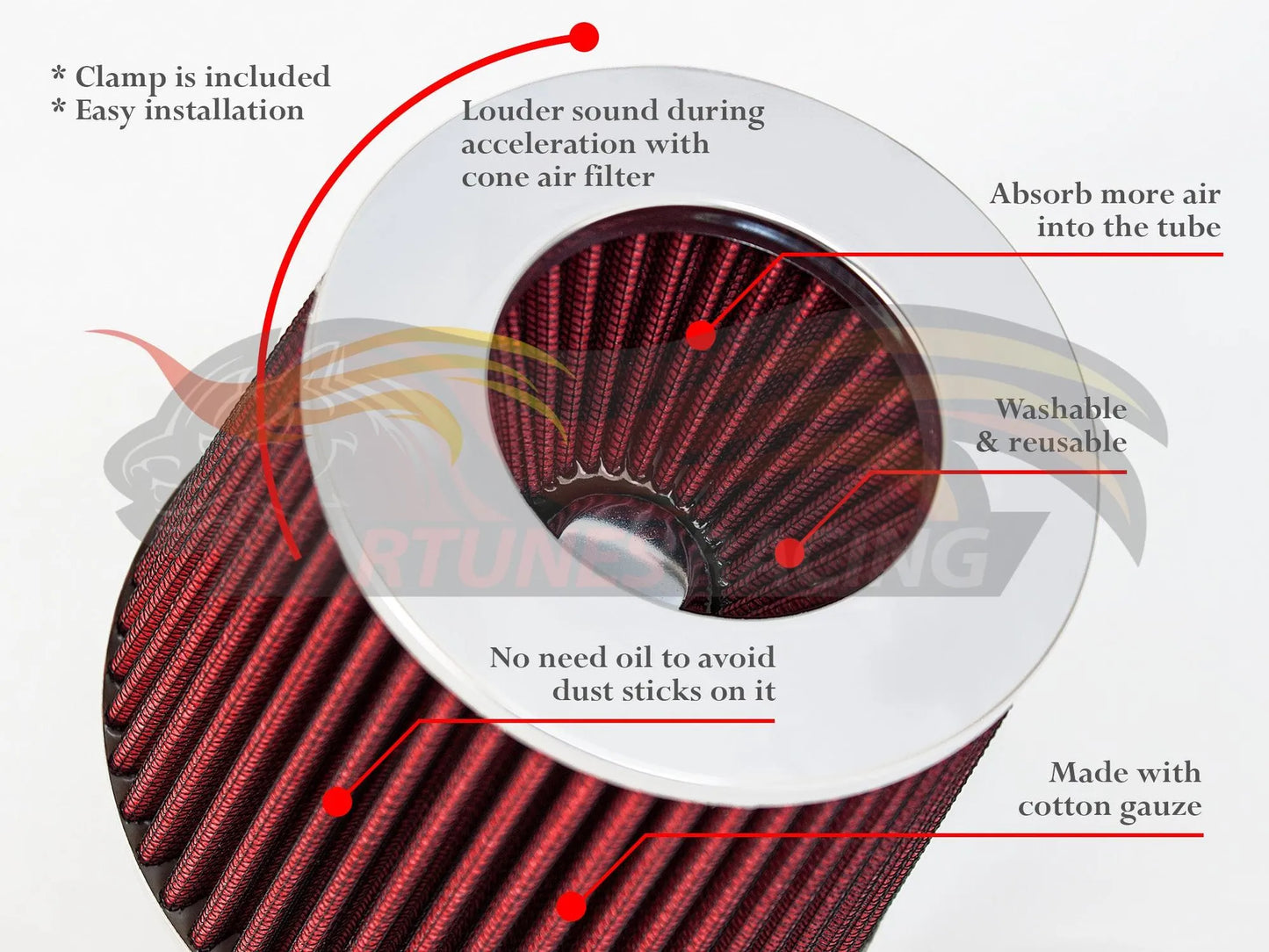 Short Ram Air Intake Kit For 2006-2009 Impala SS & 06-07 Monte Carlo SS 5.3 V8 | Rtunes Racing | SI-PT-02RD-02