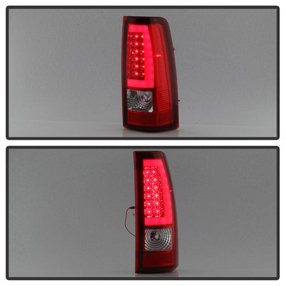SPYDER xTune 03-06 Chevy Silverado 1500 Light Bar Style LED Tail Lights - Red Clear (ALT-JH-CS03-LBLED-RC) 9036828