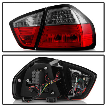 Spyder BMW E90 3-Series 06-08 4Dr LED Tail Lights Red Smoke ALT-YD-BE9006-LED-RS 5000910