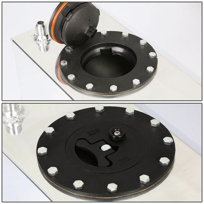 3 Gallon Aluminum Fuel Cell Gas Tank - Black Cap Polished Bottom Feed