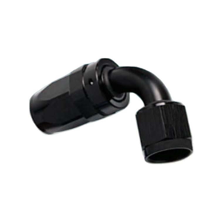 -6AN Female 90° Hose End, Swivel Style, Black Hard Anodized Aluminum