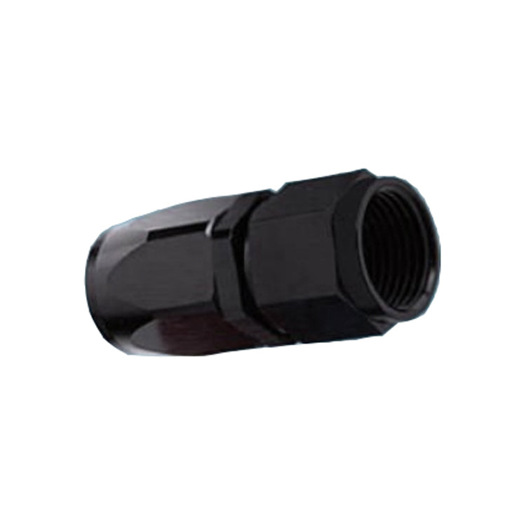 -6AN Female Straight Hose End, Swivel Style, Black Hard Anodized Aluminum