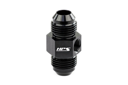 HPS Performance Products AN Male to Male Adapter with 1/8" NPT Female Port, Aluminum, Black