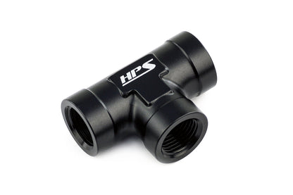 HPS Performance Products NPT Female Tee Coupler Adapter, Aluminum, Black