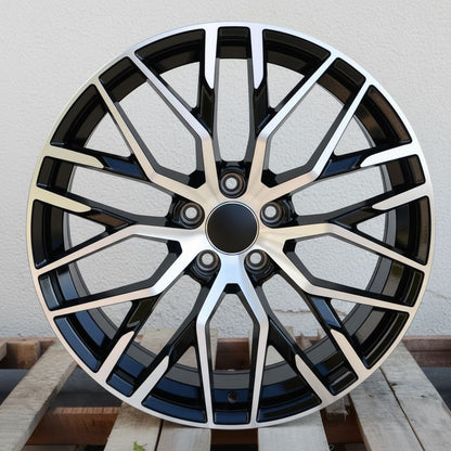 AU1 19X8.5 5X112 +42 66.6 Black Machined Face