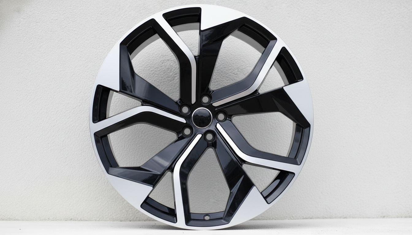 AU13 22x10 5x112 +26 66.6 Black Machined Face