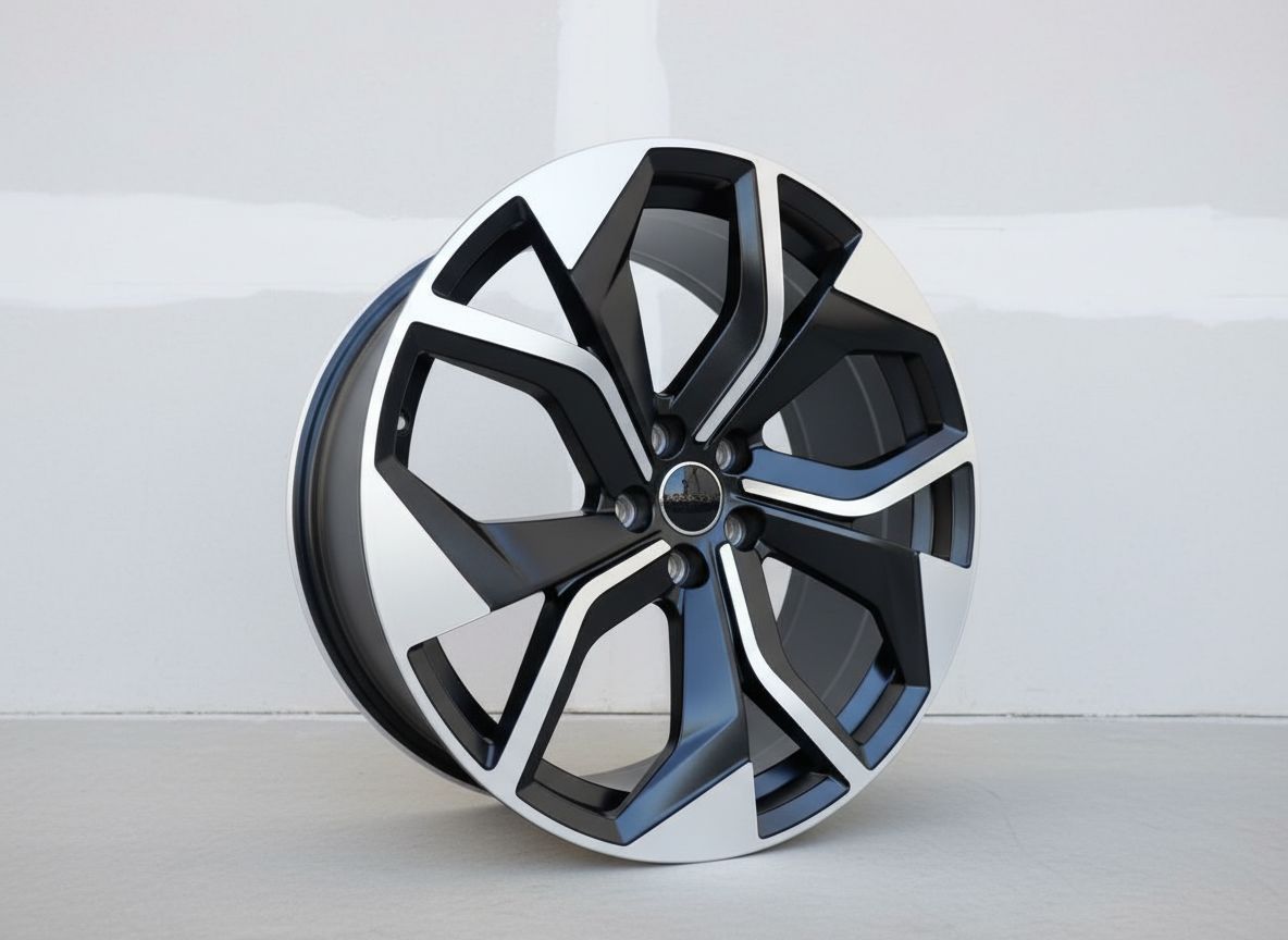 AU13 22x10 5x112 +26 66.6 Black Machined Face