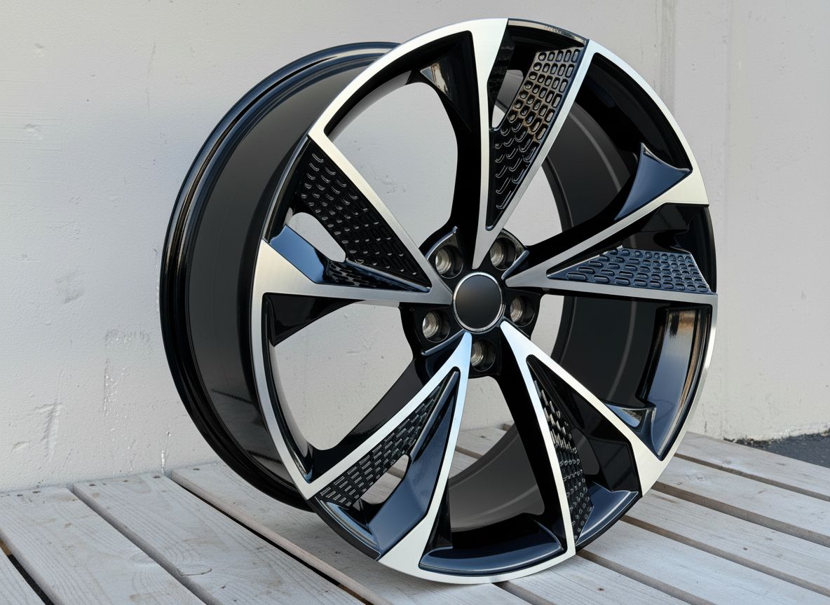 AU14 20x9 5x112 +32 66.6 Black Machined Face