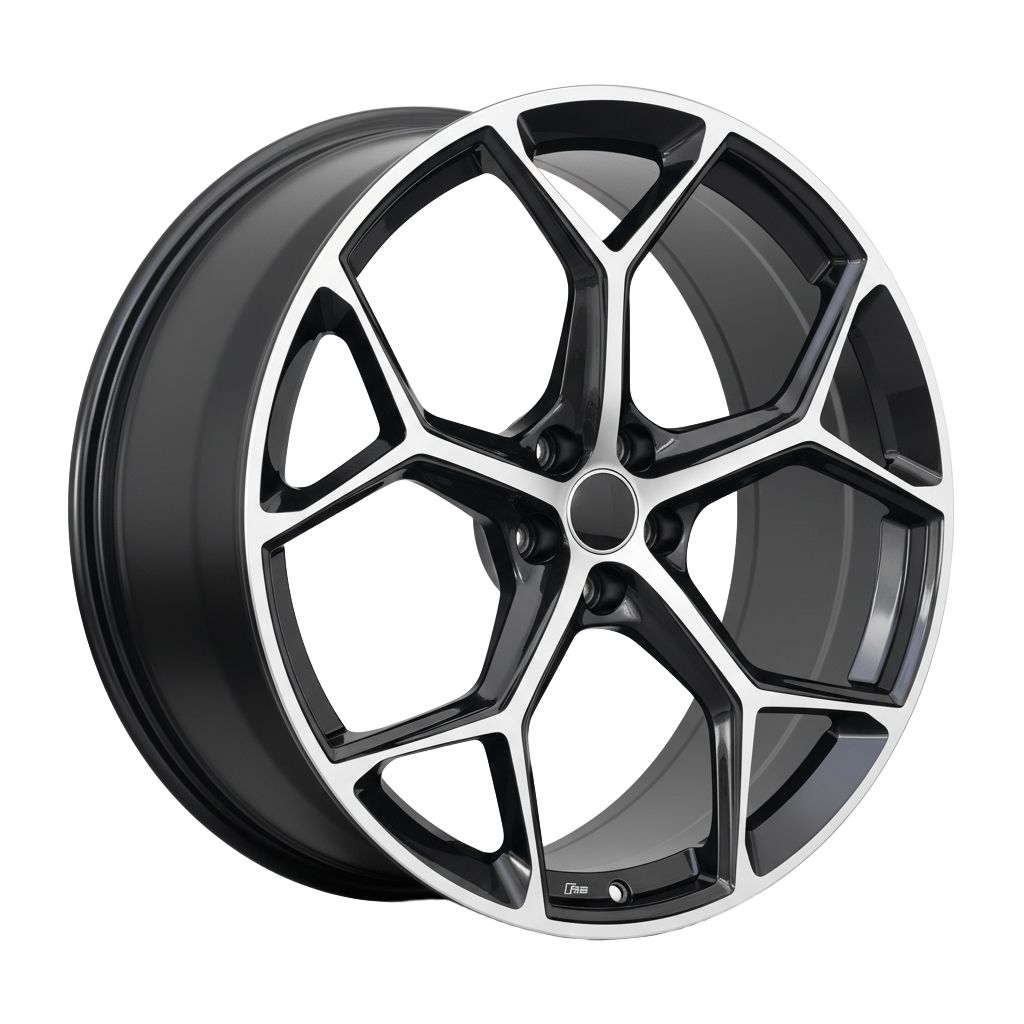 AU16 20x9 5x112 +32 66.6 Black Machined Face
