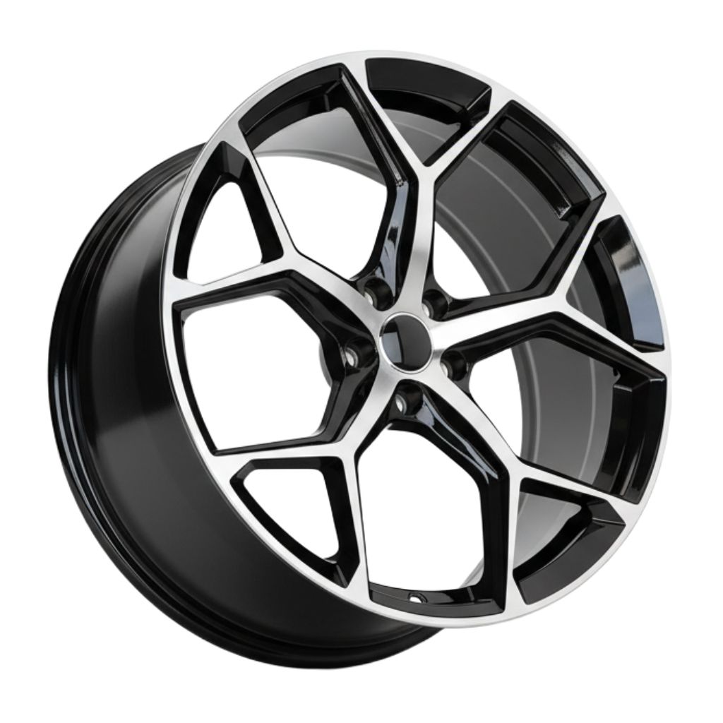 AU16 18x8 5x112 +35 66.6 Black Machined Face