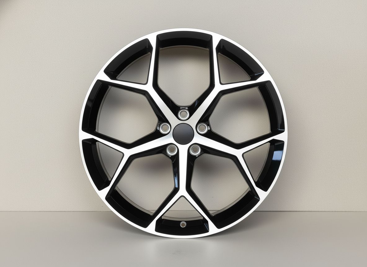 AU16 20x9 5x112 +32 66.6 Black Machined Face