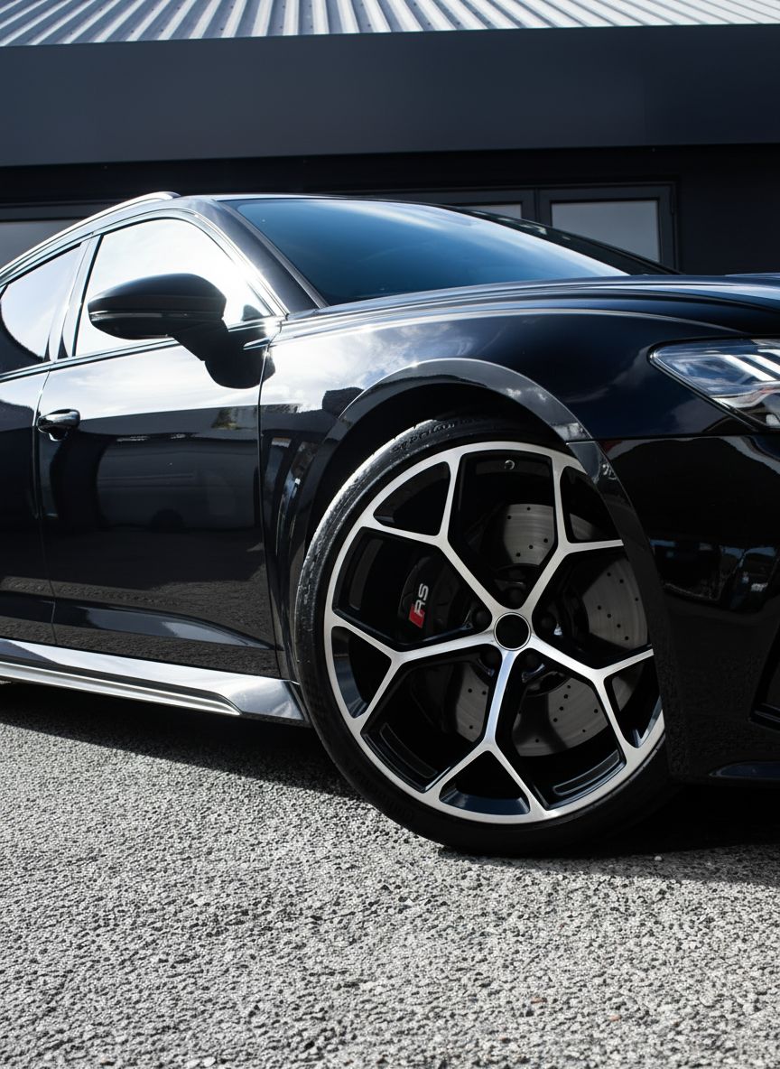 AU16 22x10 5x112 +20 66.6 Black Machined Face