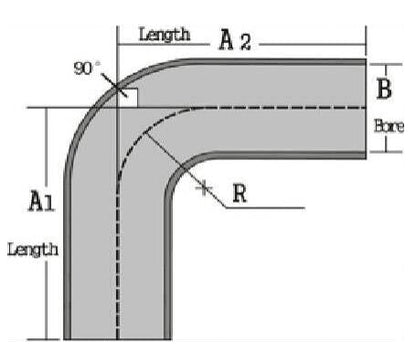 2.250" OD 16ga 90° Mandrel Bend - Polished OD - 6061 Aluminum - (3.375" CLR / 4.000" Legs)