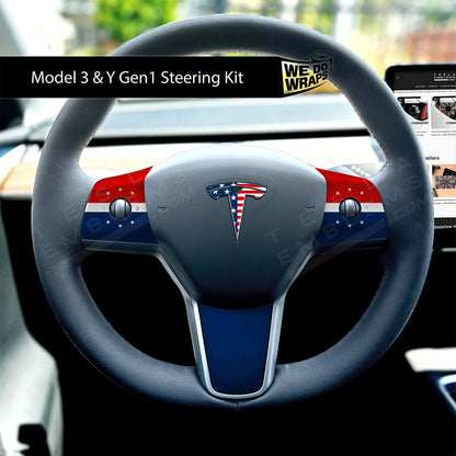 American Flag Tesla Steering Wheel Wrap | M3 2017-Jan 2024