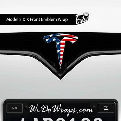 American Flag Tesla Emblem Decals (Front + Back) | Model X