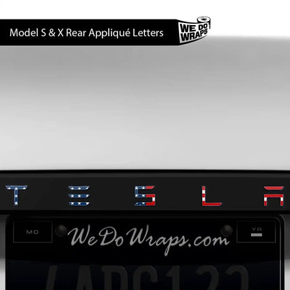 American Flag Tesla Emblem Decals (Front + Back) | Model X