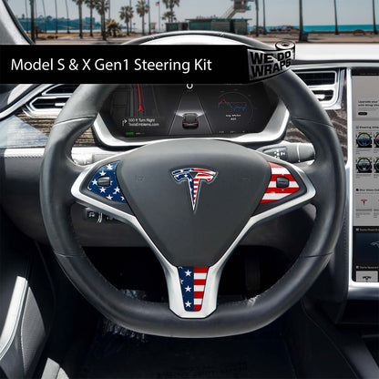 American Flag Tesla Steering Wheel Wrap | Model S