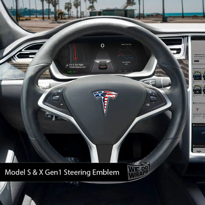 American Flag Tesla Steering Wheel Wrap | Model S