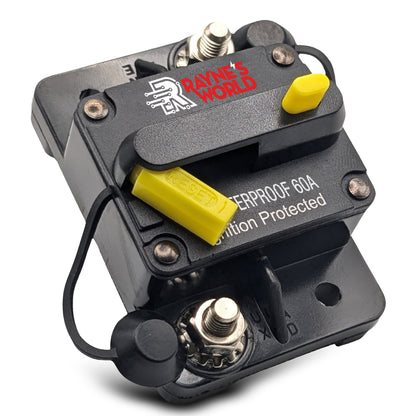 60 Amp Waterproof Circuit Breaker 12-48V Manual Reset Yellow Buttons