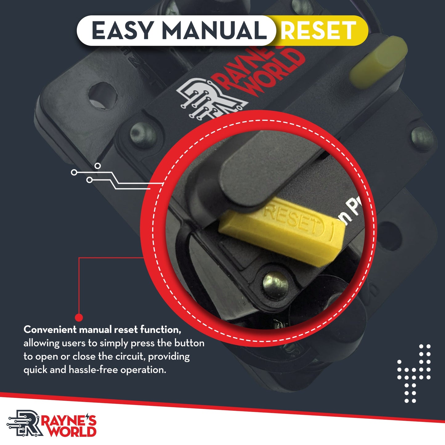 100 Amp Waterproof Circuit Breaker 12-48V Manual Reset Yellow Buttons