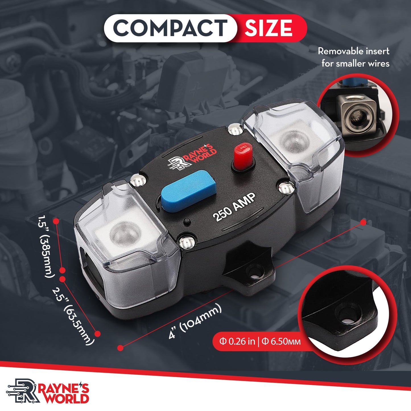 250 Amp Inline Waterproof Circuit Breaker with Dust Covers 12-48V