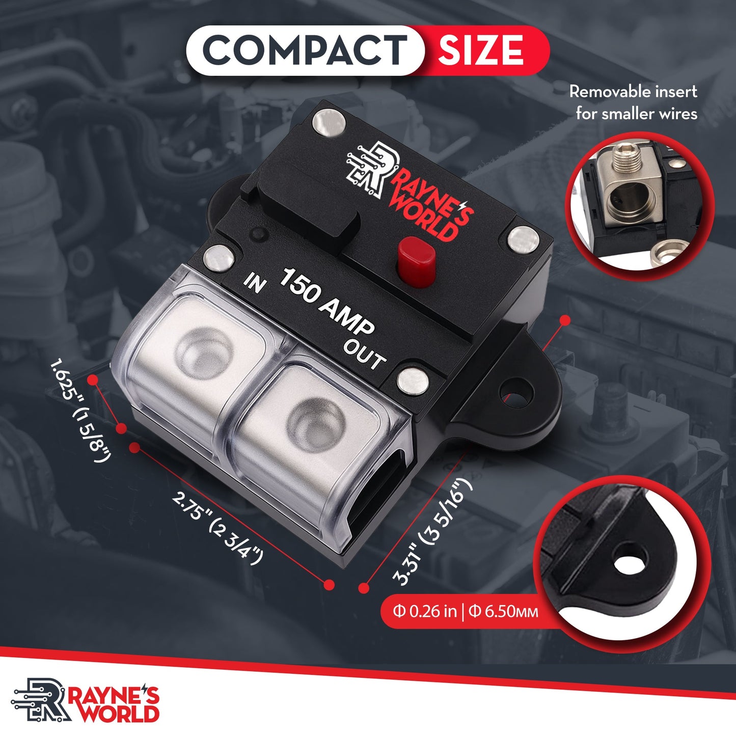 50-300 Amp Inline Waterproof Circuit Breaker with Dust Covers 12-48V
