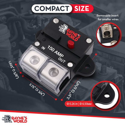 50-300 Amp Inline Waterproof Circuit Breaker with Dust Covers 12-48V