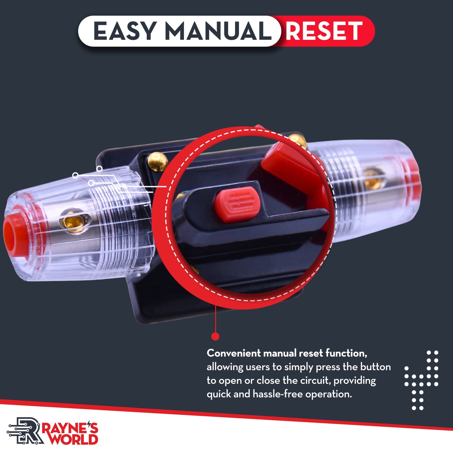 30 Amp Inline Waterproof Circuit Breaker Manual Reset 12V-48V