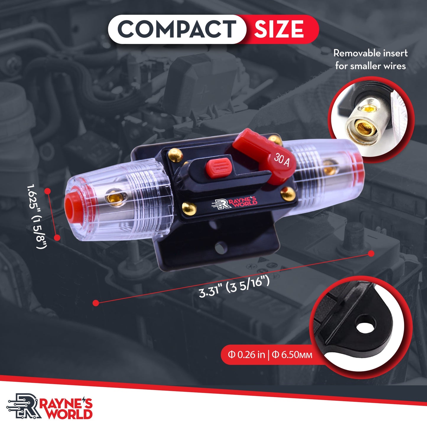 30 Amp Inline Waterproof Circuit Breaker Manual Reset 12V-48V