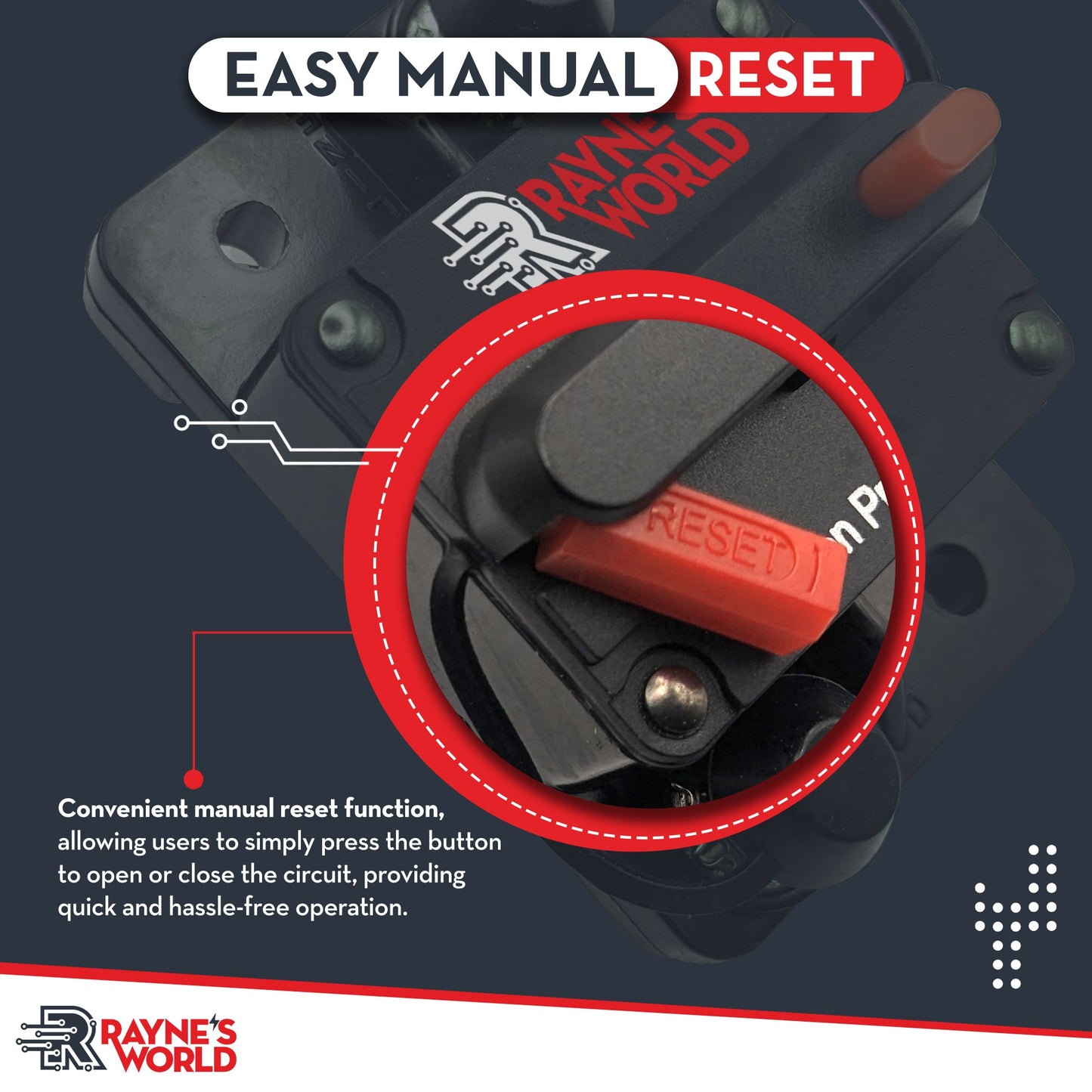 30 Amp Waterproof Circuit Breaker 12-48V Manual Reset