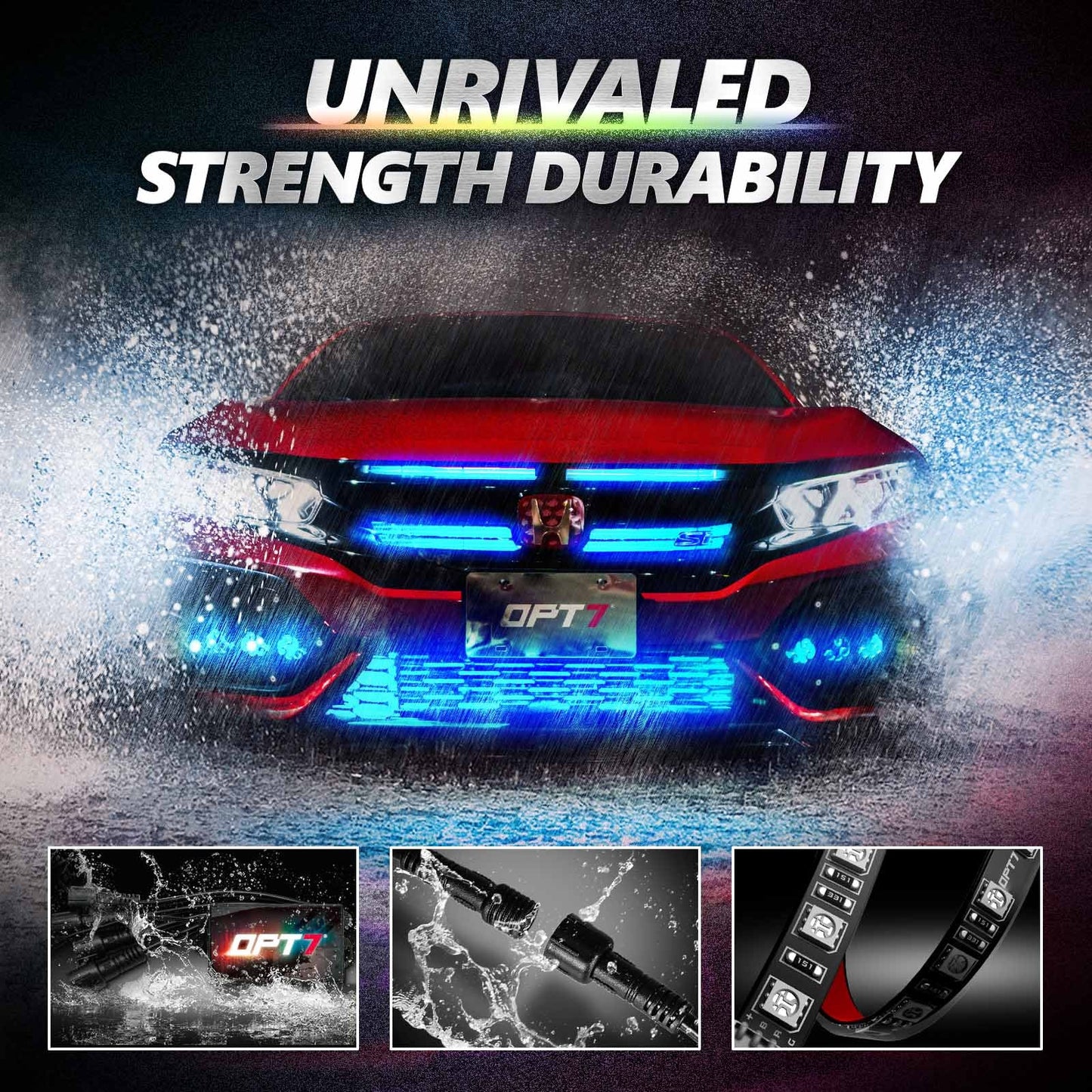 AURA PRO LED Grille Lighting Kit ( 4 x 12-Inch or 4 x 24-Inch) Bluetooth Enabled App - Full Color Spectrum